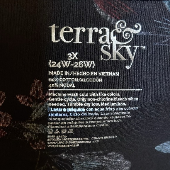 Terra & Sky Women's Flower Long Sleeves Floral Print Plus 3X - Picture 5 of 8